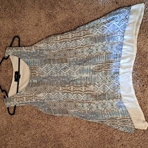 Flowy Sleeveless Blue and Brown Shirt